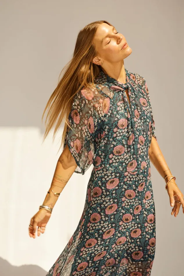 Tiffany Dress Vintage Flowers Indigo Women Natalie Martin Dresses