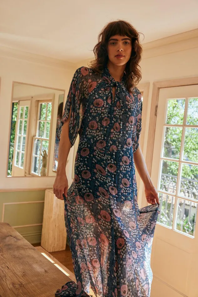 Tiffany Dress Vintage Flowers Indigo Women Natalie Martin Dresses