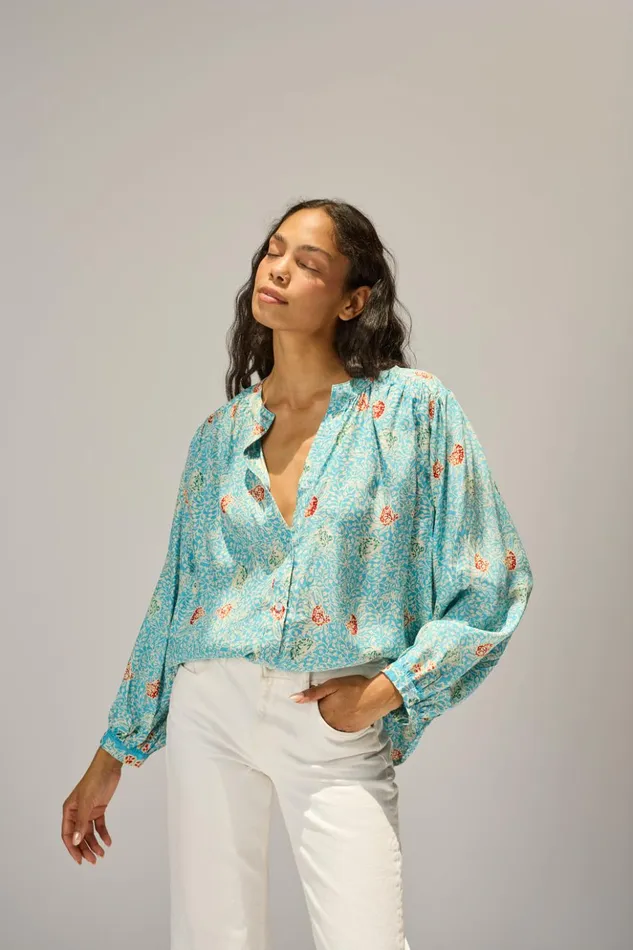 Tolan Shirt Andromeda Turquoise Women Natalie Martin Tops
