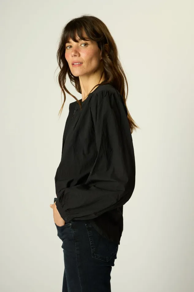 Tolan Shirt Black Flat Cotton Women Natalie Martin Tops