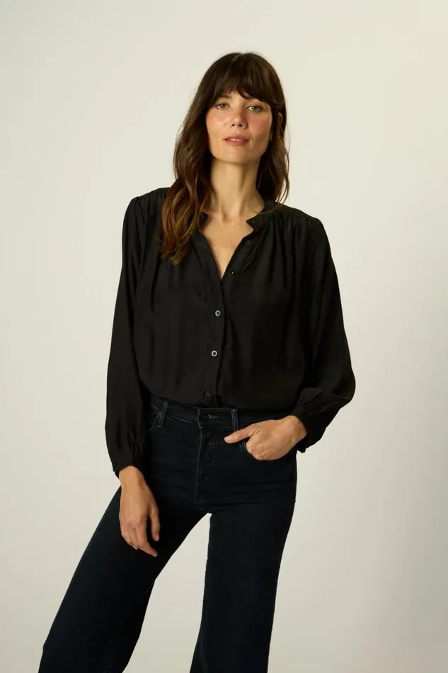Tolan Shirt Black Silk Women Natalie Martin Tops