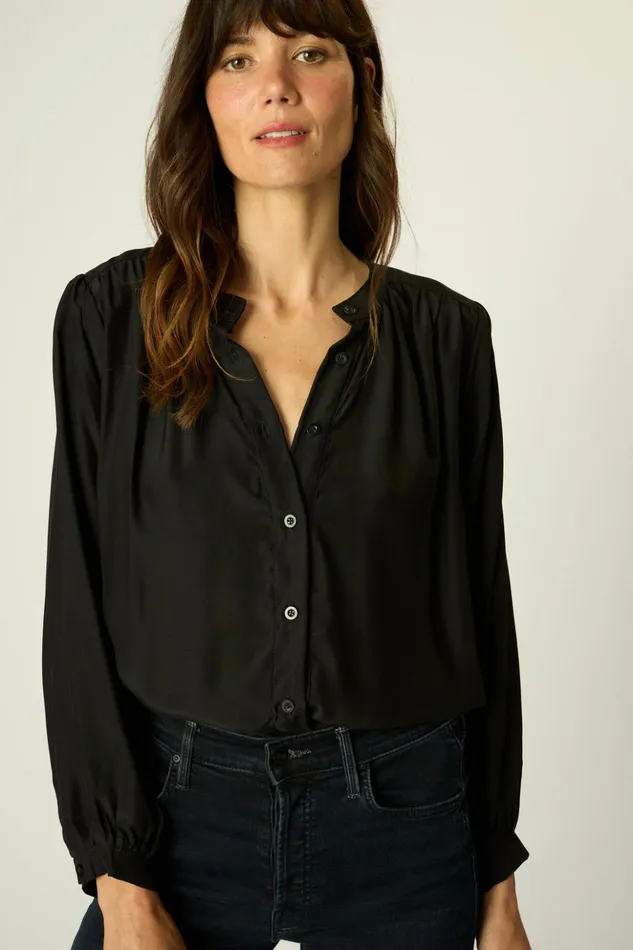 Tolan Shirt Black Silk Women Natalie Martin Tops