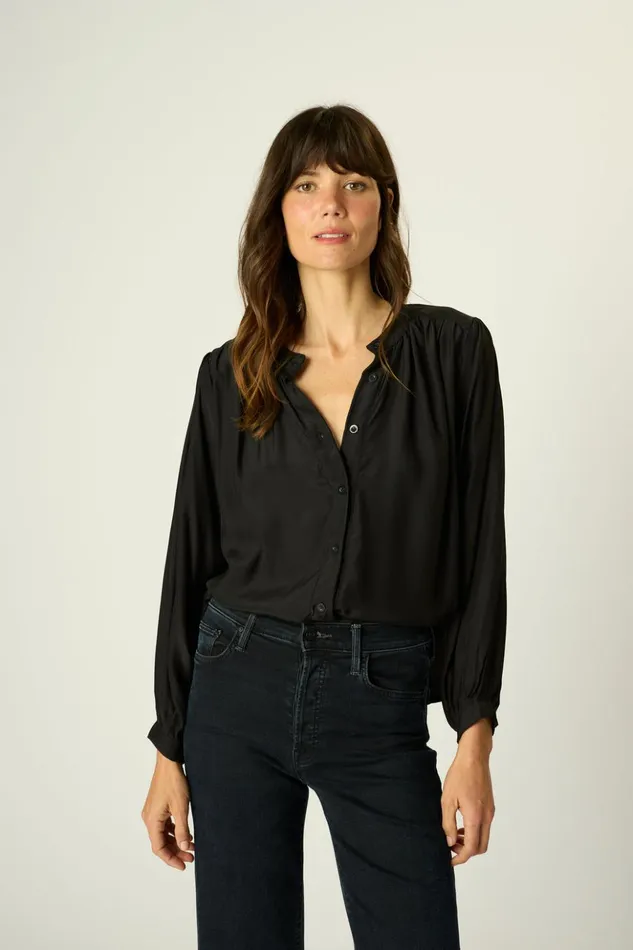 Tolan Shirt Black Silk Women Natalie Martin Tops