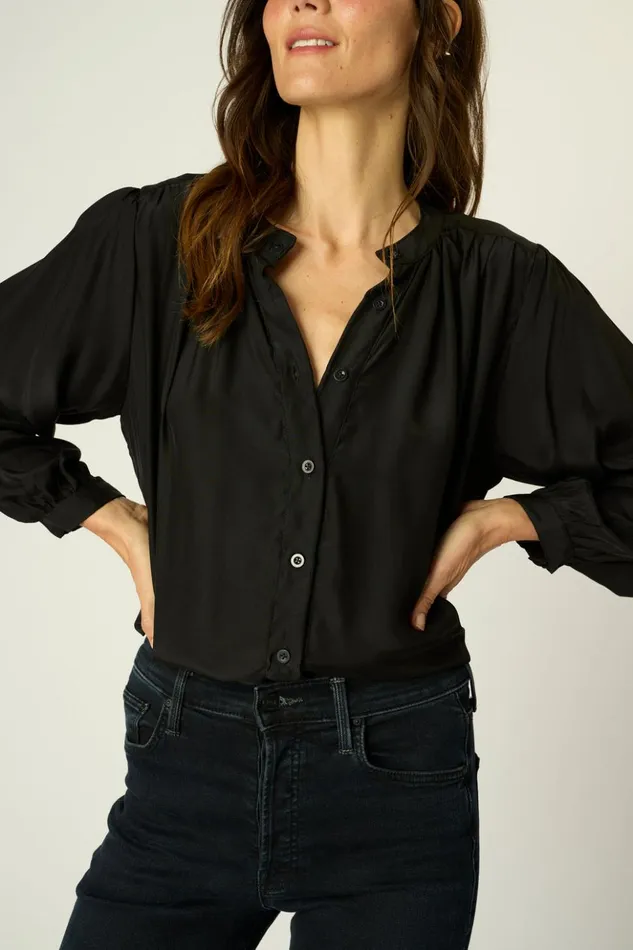 Tolan Shirt Black Silk Women Natalie Martin Tops