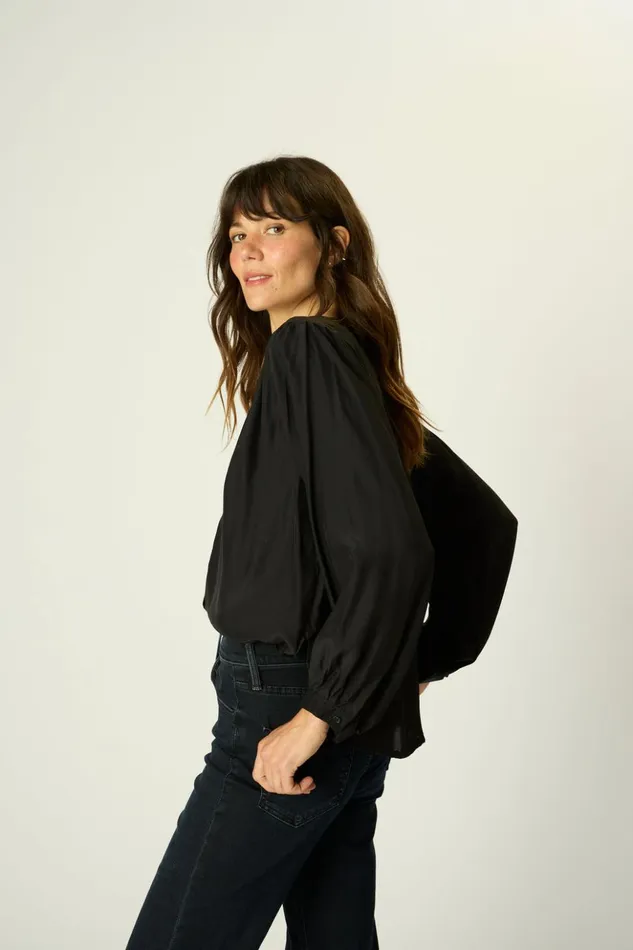 Tolan Shirt Black Silk Women Natalie Martin Tops
