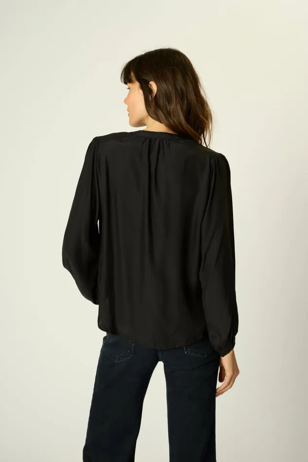 Tolan Shirt Black Silk Women Natalie Martin Tops