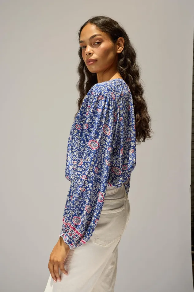Tolan Shirt Floral Pelicano Blue Women Natalie Martin Tops