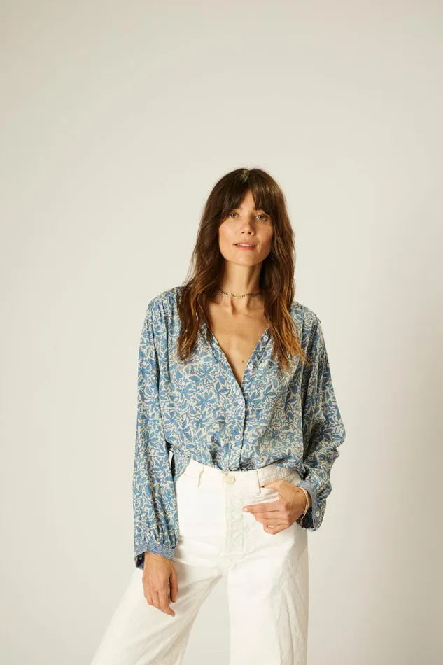 Tolan Shirt Gloriosa Cornflower Women Natalie Martin Tops