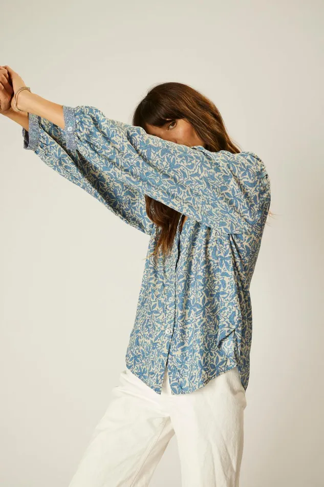 Tolan Shirt Gloriosa Cornflower Women Natalie Martin Tops