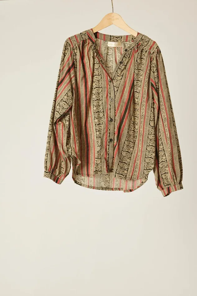 Tolan Shirt Paisley Stripe Black Women Natalie Martin Tops