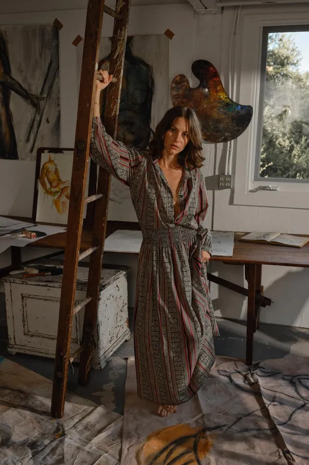 Tolan Shirt Paisley Stripe Black Women Natalie Martin Tops
