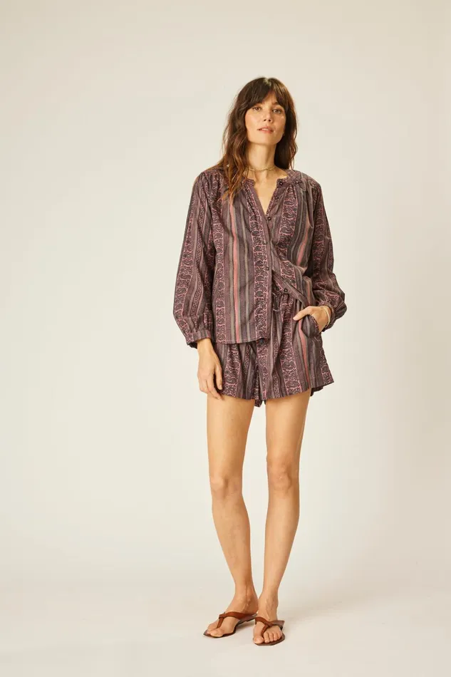 Tolan Shirt Paisley Stripe Heather Women Natalie Martin Tops