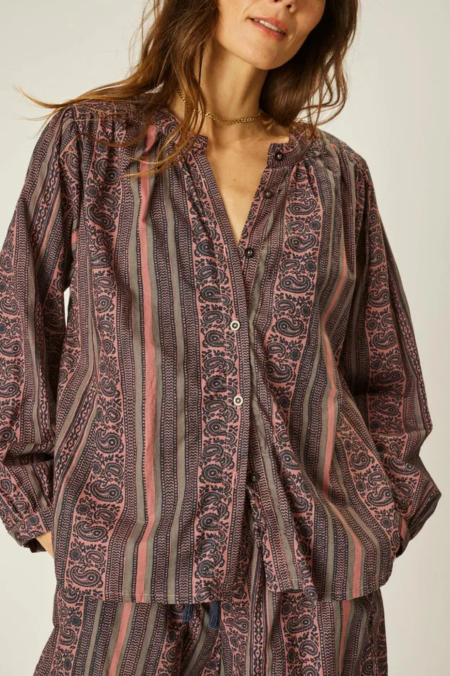 Tolan Shirt Paisley Stripe Heather Women Natalie Martin Tops