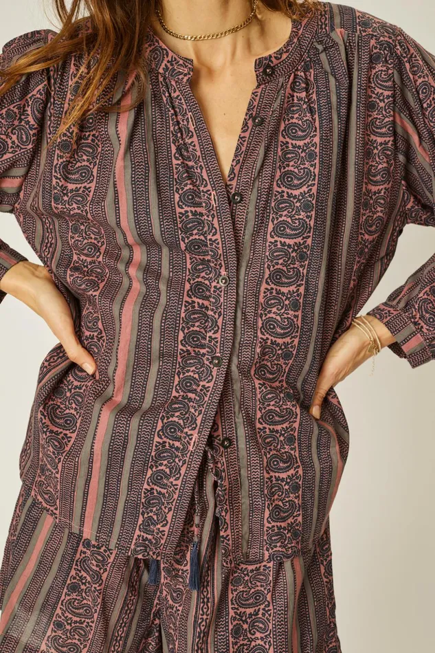Tolan Shirt Paisley Stripe Heather Women Natalie Martin Tops