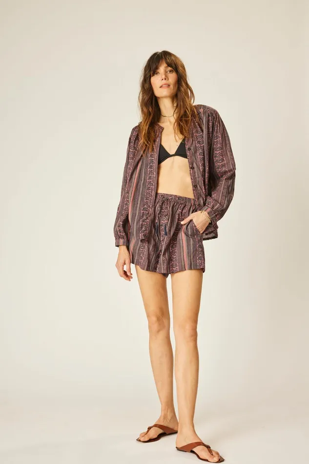 Tolan Shirt Paisley Stripe Heather Women Natalie Martin Tops