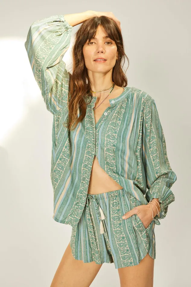 Tolan Shirt Paisley Stripe Pool Women Natalie Martin Tops
