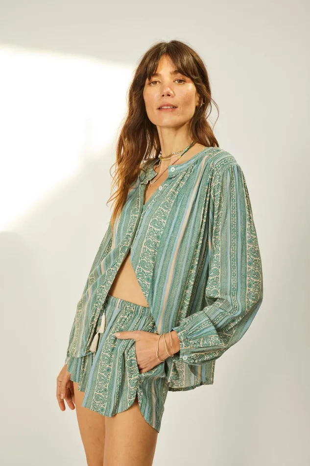 Tolan Shirt Paisley Stripe Pool Women Natalie Martin Tops
