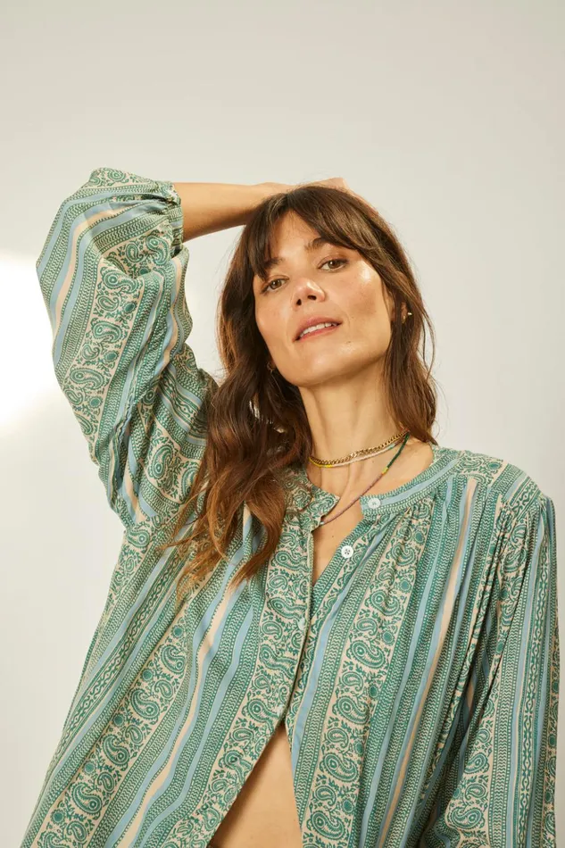 Tolan Shirt Paisley Stripe Pool Women Natalie Martin Tops