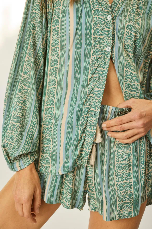 Tolan Shirt Paisley Stripe Pool Women Natalie Martin Tops