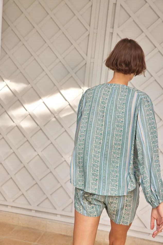 Tolan Shirt Paisley Stripe Pool Women Natalie Martin Tops