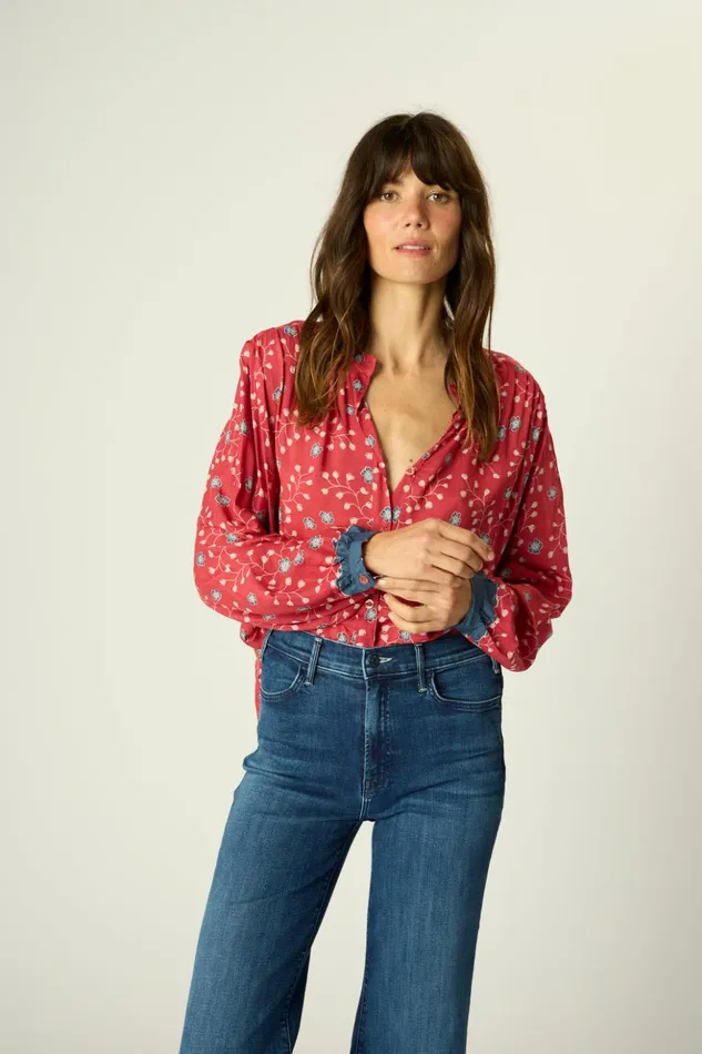 Tolan Shirt Pinwheel Barn Red Women Natalie Martin Tops