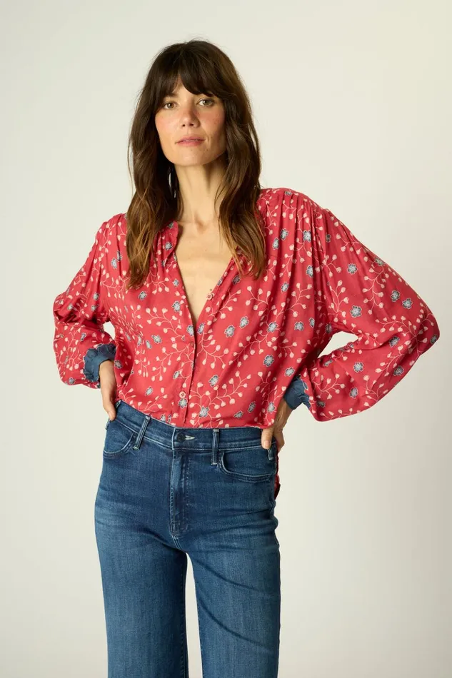 Tolan Shirt Pinwheel Barn Red Women Natalie Martin Tops