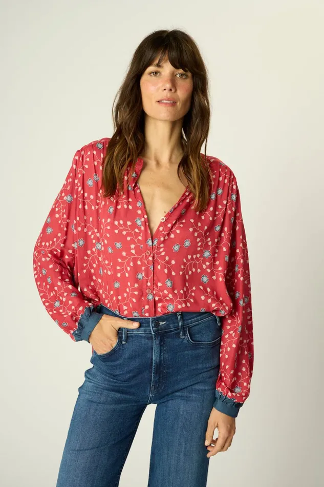 Tolan Shirt Pinwheel Barn Red Women Natalie Martin Tops