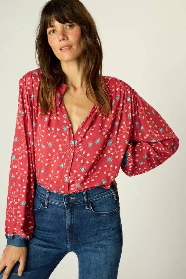 Tolan Shirt Pinwheel Barn Red Women Natalie Martin Tops