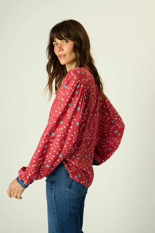 Tolan Shirt Pinwheel Barn Red Women Natalie Martin Tops