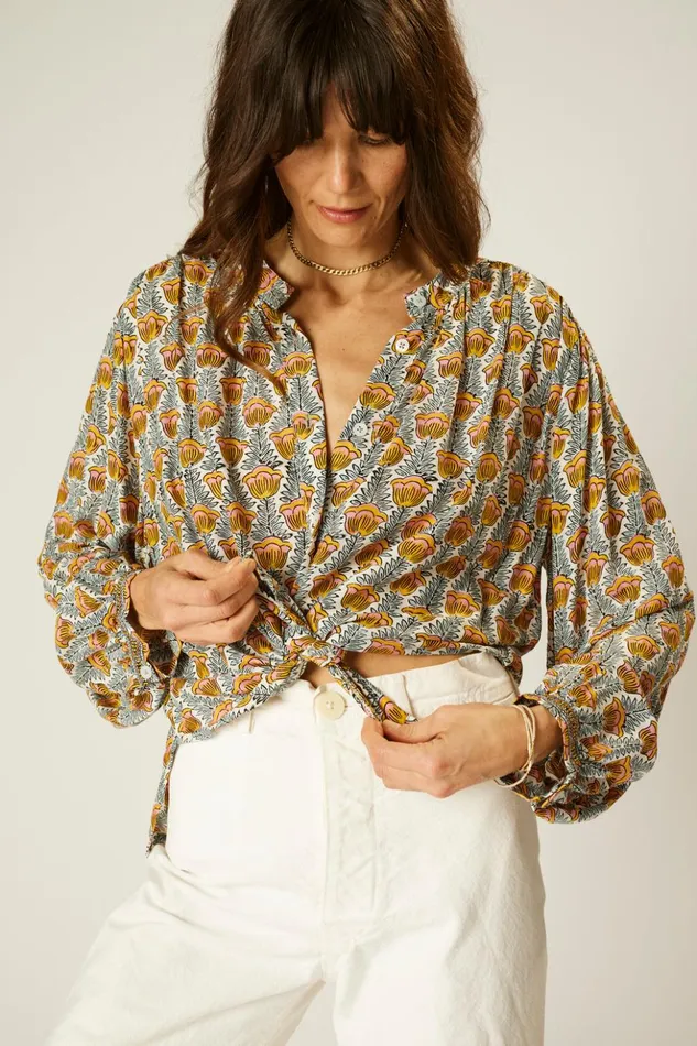 Tolan Shirt Tulip French Blue Women Natalie Martin Tops