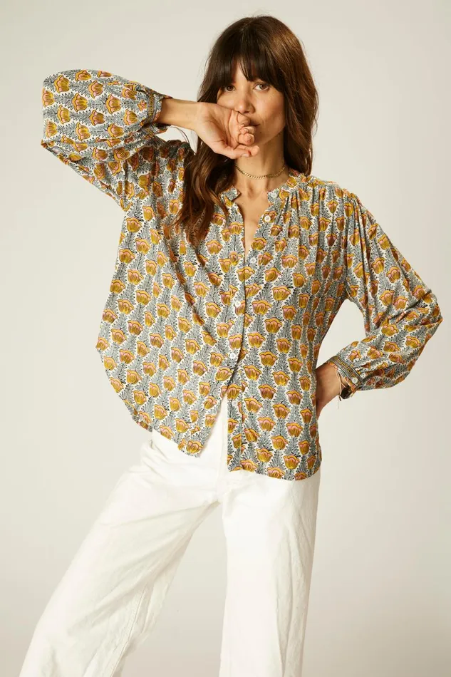 Tolan Shirt Tulip French Blue Women Natalie Martin Tops