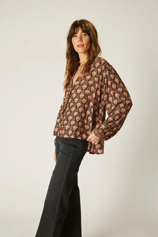 Tolan Shirt Tulip Kamari Black Women Natalie Martin Tops
