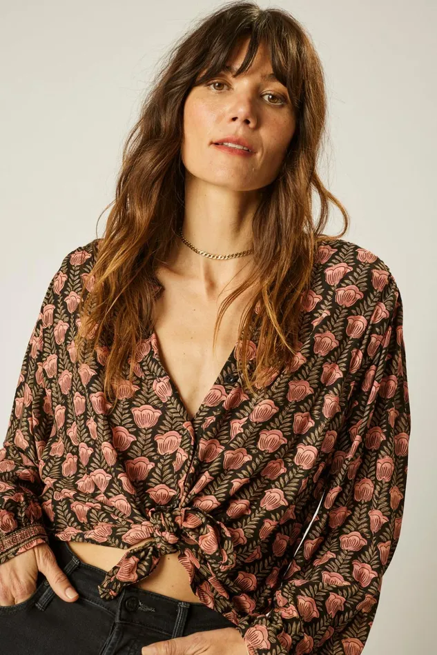 Tolan Shirt Tulip Kamari Black Women Natalie Martin Tops