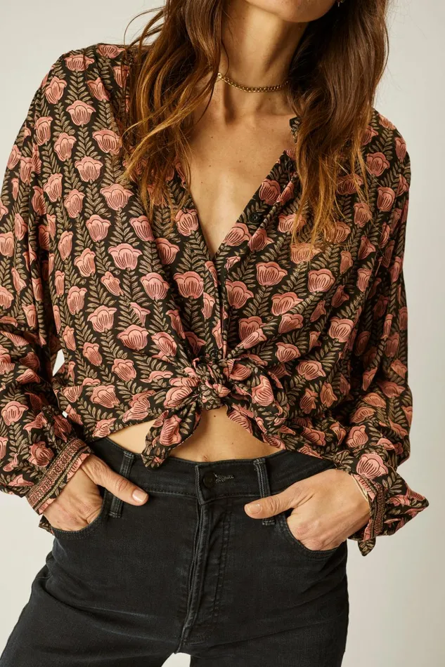 Tolan Shirt Tulip Kamari Black Women Natalie Martin Tops