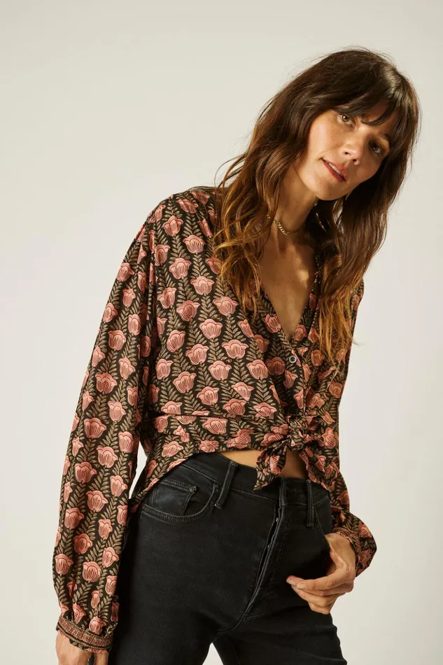 Tolan Shirt Tulip Kamari Black Women Natalie Martin Tops