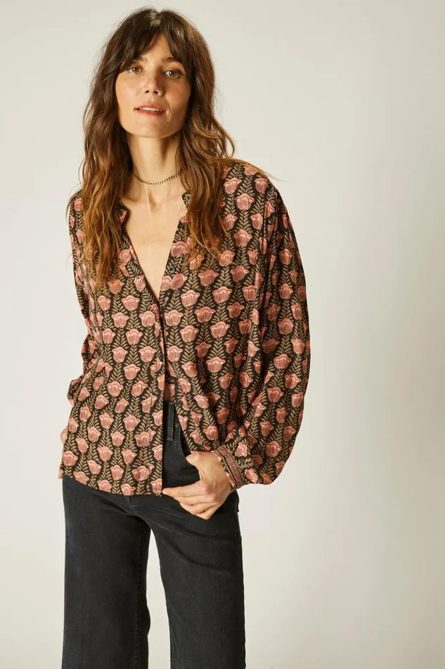 Tolan Shirt Tulip Kamari Black Women Natalie Martin Tops