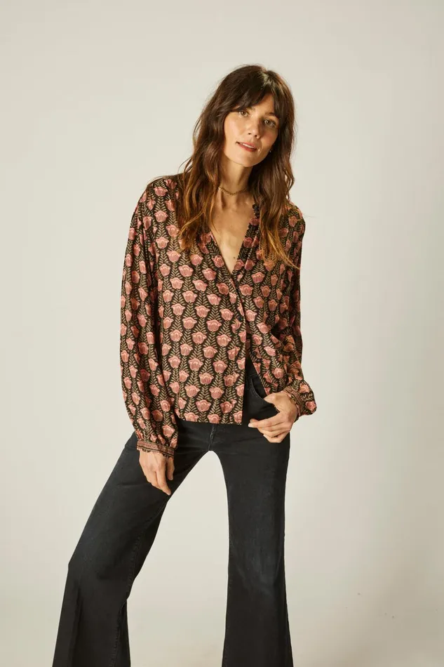 Tolan Shirt Tulip Kamari Black Women Natalie Martin Tops