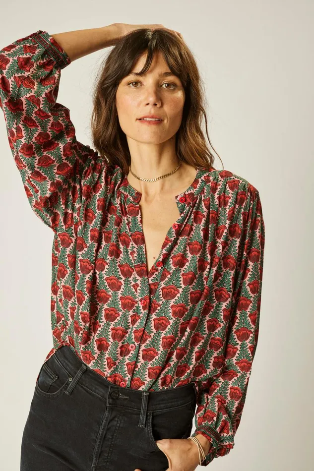 Tolan Shirt Tulip Venetian Red Women Natalie Martin Tops