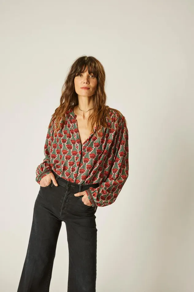 Tolan Shirt Tulip Venetian Red Women Natalie Martin Tops