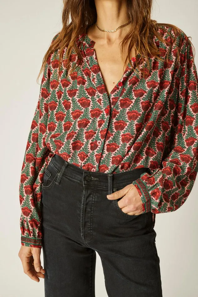 Tolan Shirt Tulip Venetian Red Women Natalie Martin Tops