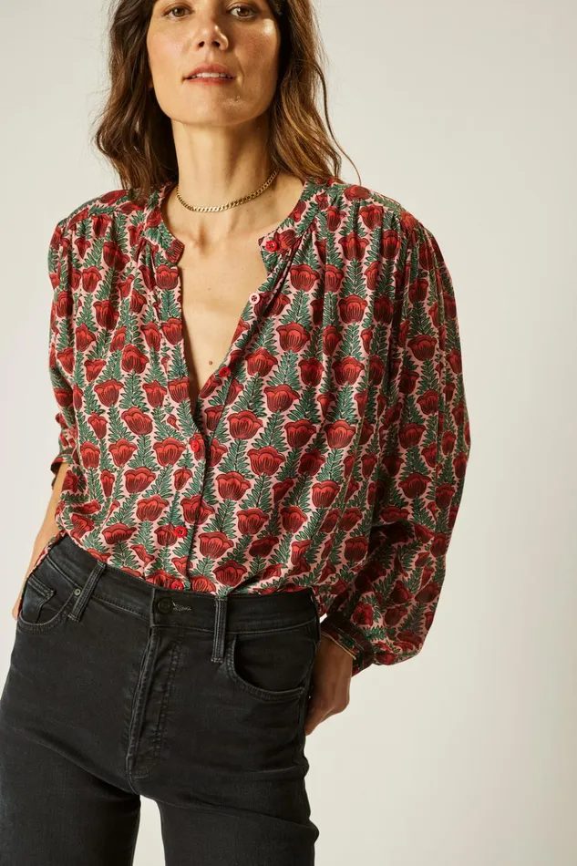 Tolan Shirt Tulip Venetian Red Women Natalie Martin Tops