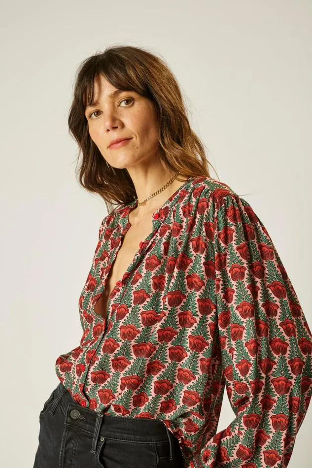 Tolan Shirt Tulip Venetian Red Women Natalie Martin Tops