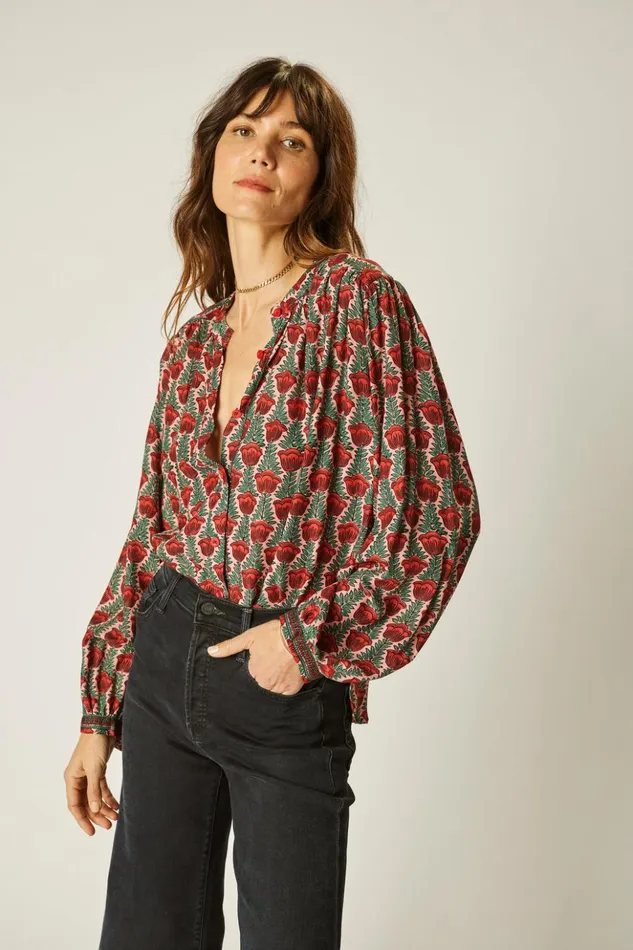 Tolan Shirt Tulip Venetian Red Women Natalie Martin Tops
