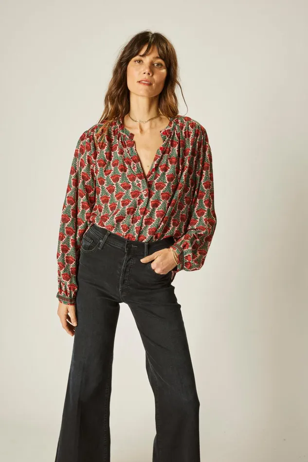 Tolan Shirt Tulip Venetian Red Women Natalie Martin Tops
