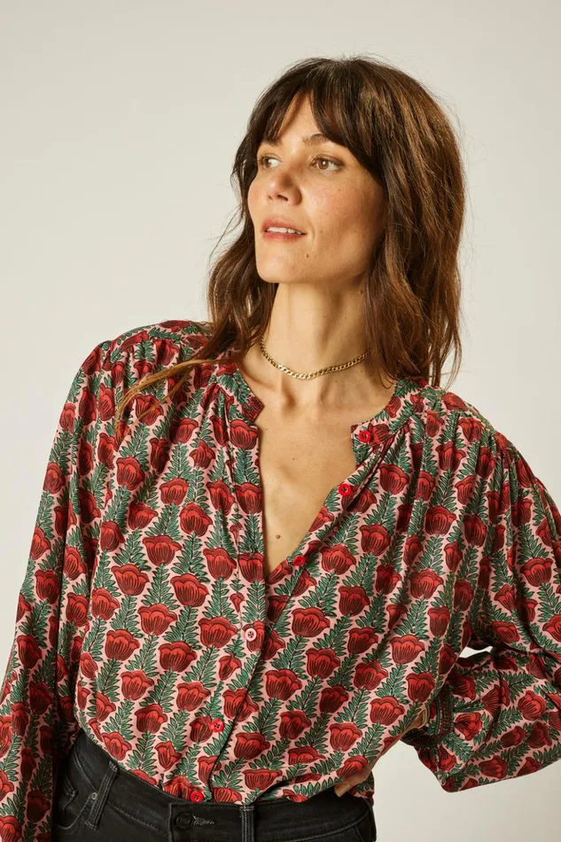 Tolan Shirt Tulip Venetian Red Women Natalie Martin Tops