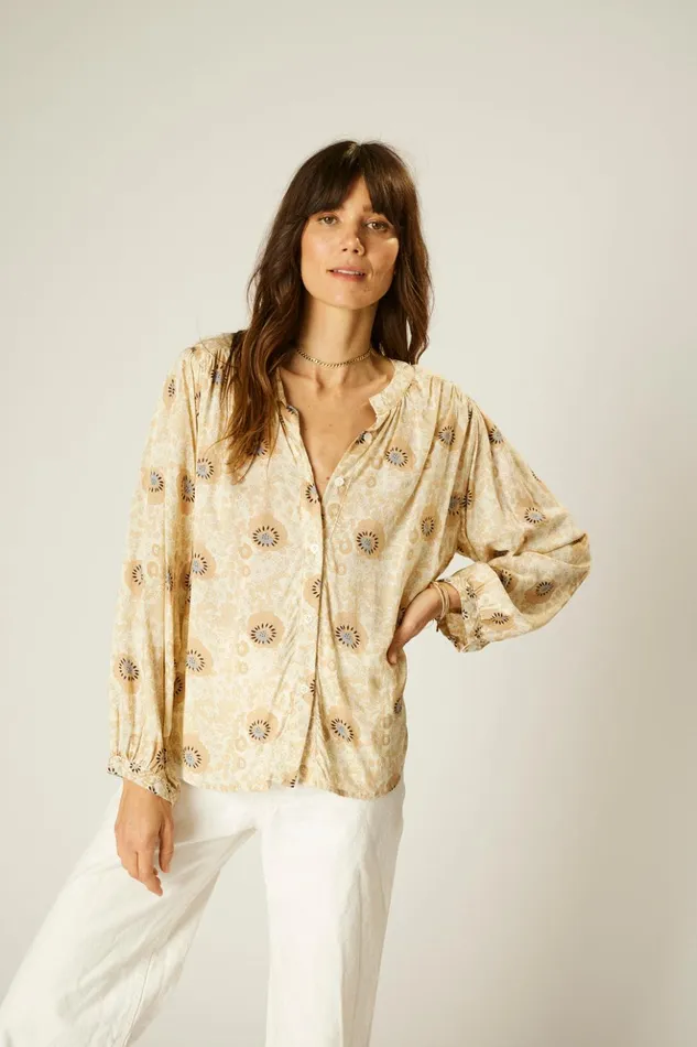 Tolan Shirt Vintage Flowers Sand Women Natalie Martin Tops