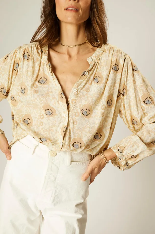 Tolan Shirt Vintage Flowers Sand Women Natalie Martin Tops