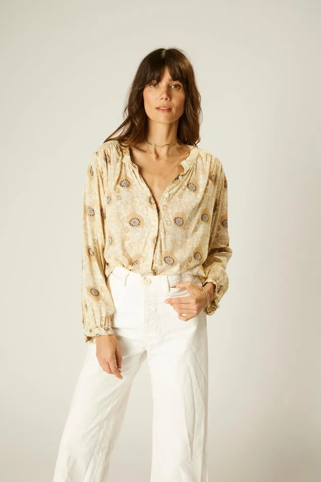 Tolan Shirt Vintage Flowers Sand Women Natalie Martin Tops