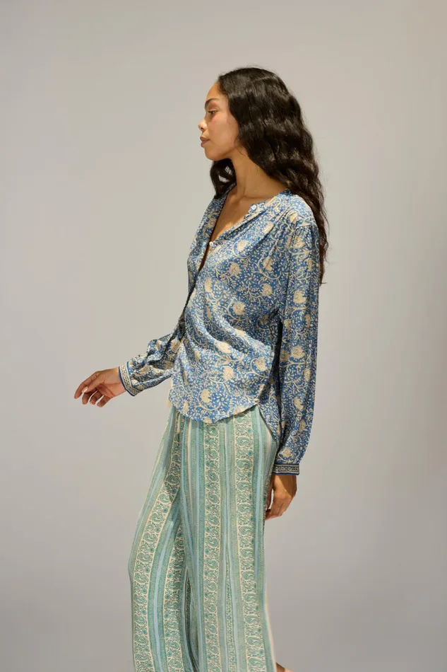 Tolan Shirt Water Lily Blue Women Natalie Martin Tops