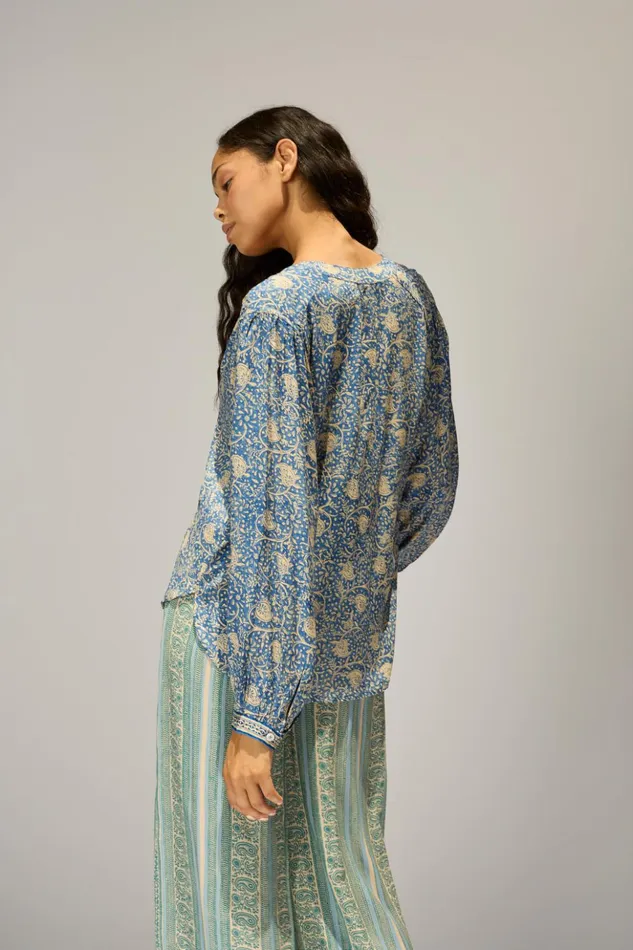 Tolan Shirt Water Lily Blue Women Natalie Martin Tops